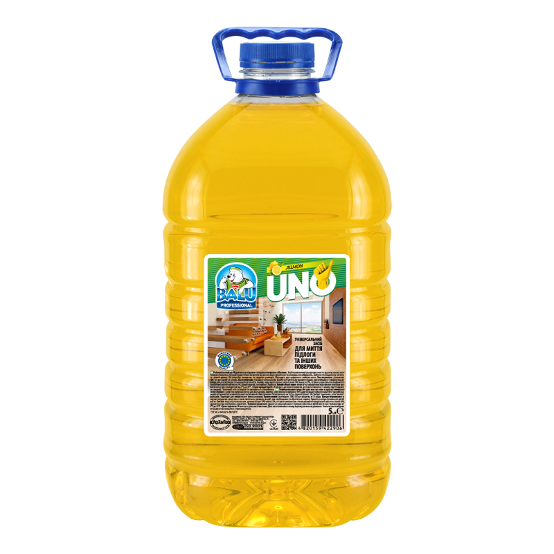 Універсальний засіб для миття підлоги та інших поверхонь BALU® UNO "Лимон", пл. пет 5л